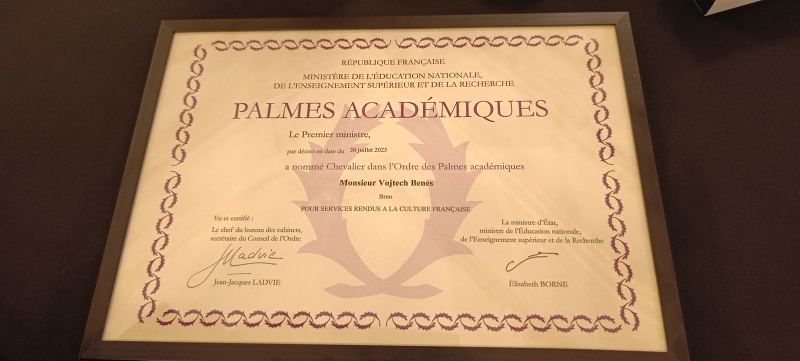 Řád akademických palem pro Vojtěcha Beneše