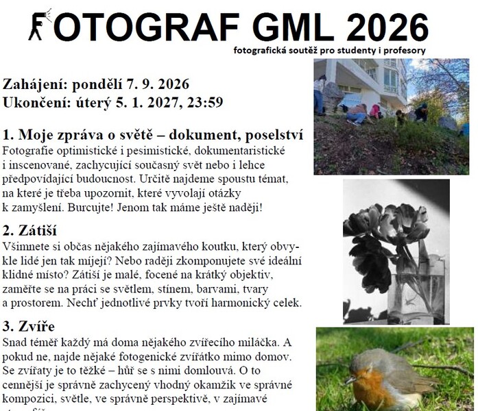 soutěž Fotograf GML 2026 právě začíná...